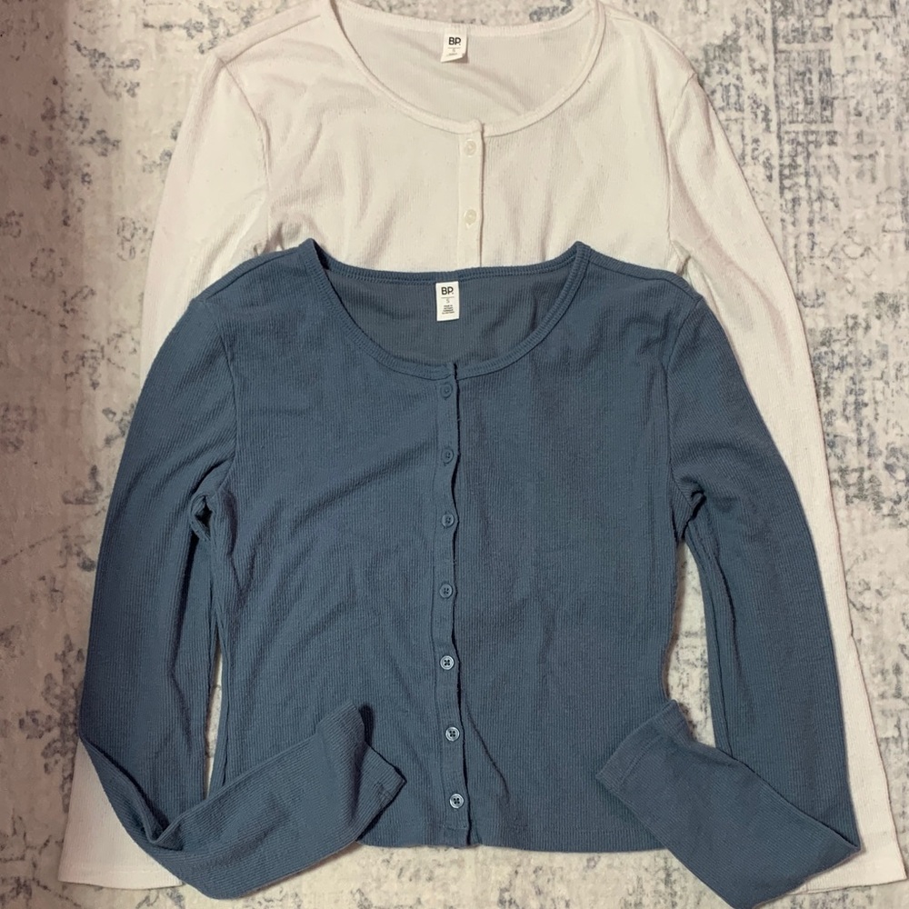BP Women's Cardigan Set - White and Blue - Picture 3 of 4